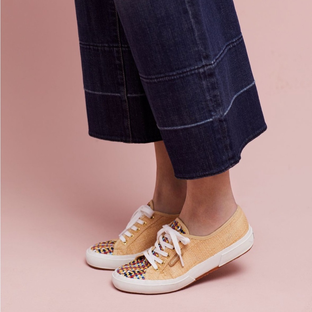 Superga x Anthropologie 2750 Raffia Woven Multicolor Sneakers Size 38 / US 7.5